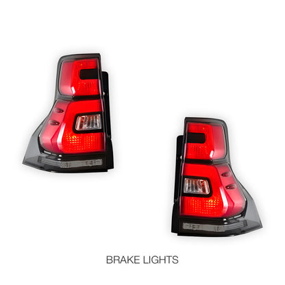 Toyota LandCruiser Prado 150 Series (2010 - 2018) Smoked Squared LED Tail Lights LH + RH