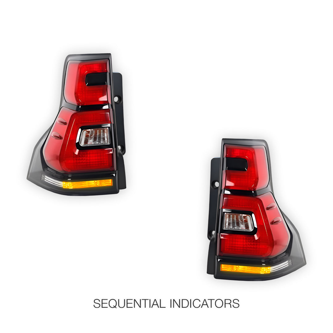 Toyota LandCruiser Prado 150 Series (2010 - 2018) Smoked Squared LED Tail Lights LH + RH