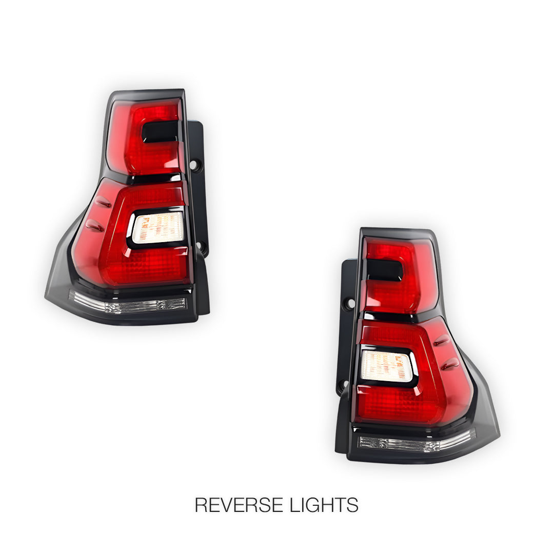 Toyota LandCruiser Prado 150 Series (2010 - 2018) Smoked Squared LED Tail Lights LH + RH