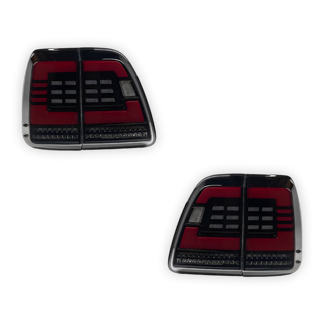 Toyota LandCruiser 100 Series (1998 - 2007) Black Sequential Full LED Tail Lights LH + RH
