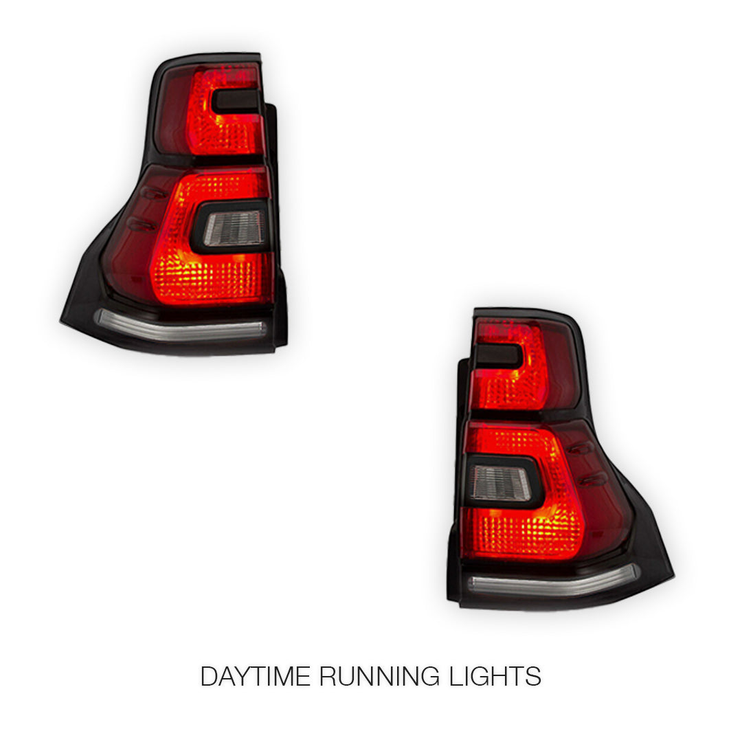 Toyota LandCruiser Prado 150 Series (2010 - 2017) Sequential Red Smoked Tail Lights LH + RH