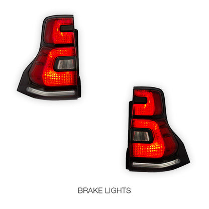 Toyota LandCruiser Prado 150 Series (2010 - 2017) Sequential Red Smoked Tail Lights LH + RH