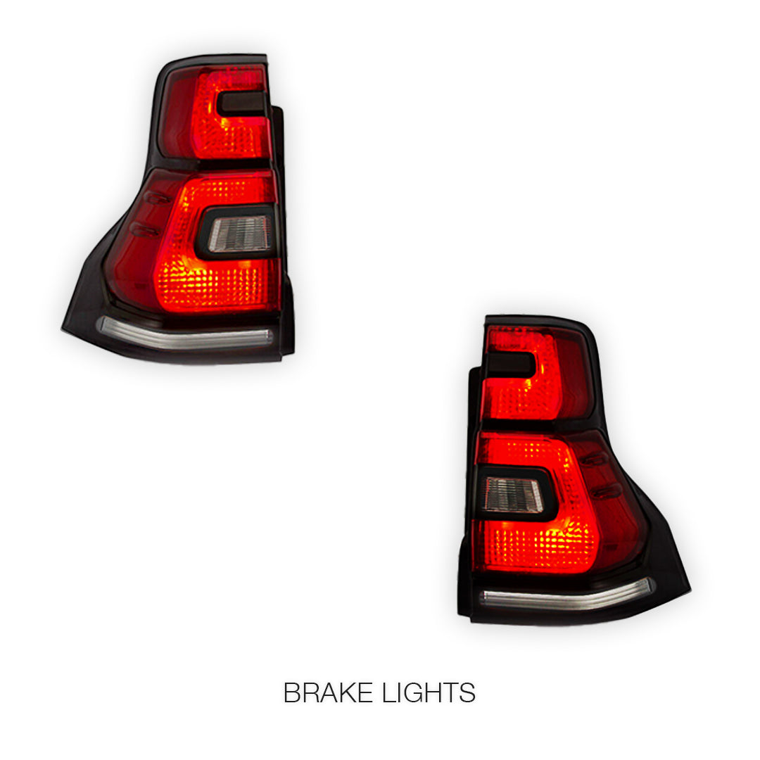 Toyota LandCruiser Prado 150 Series (2010 - 2017) Sequential Red Smoked Tail Lights LH + RH
