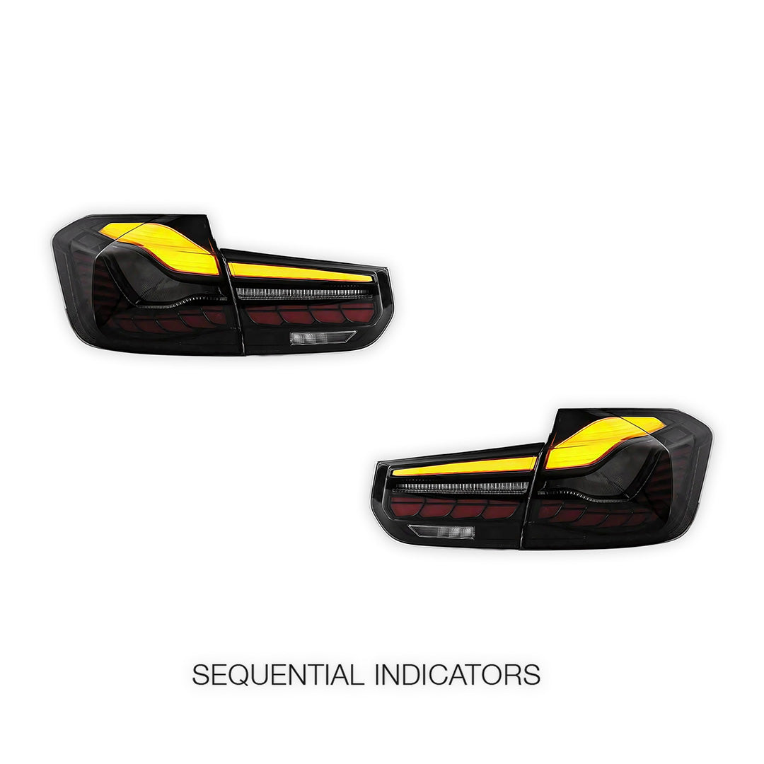BMW 3-Series F30 / F80 / M3 (2012 - 2019) GTS Style Sequential Smoked LED Tail Lights LH + RH