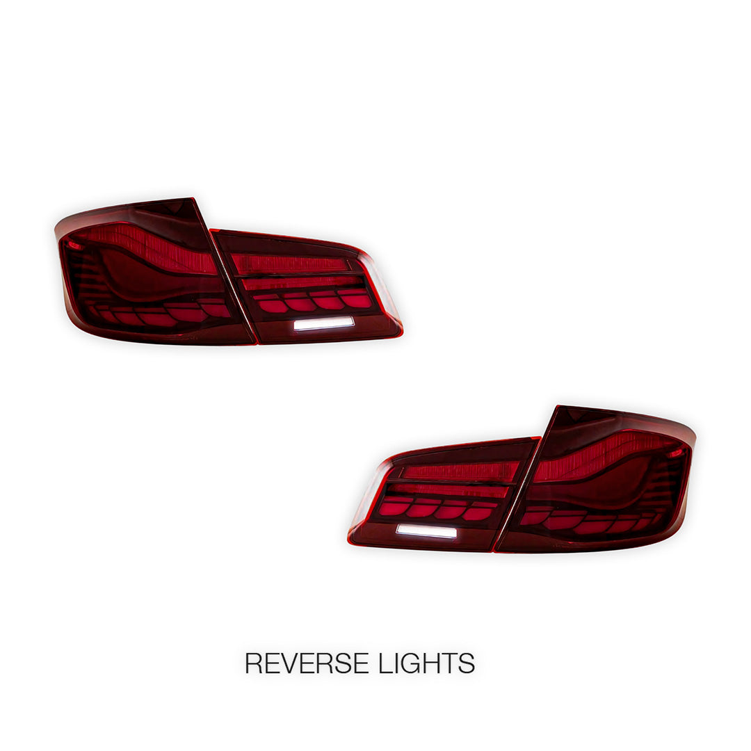BMW 5-Series F10 / F18 (2011 - 2017) Sequential Red Full LED Tail Lights LH + RH