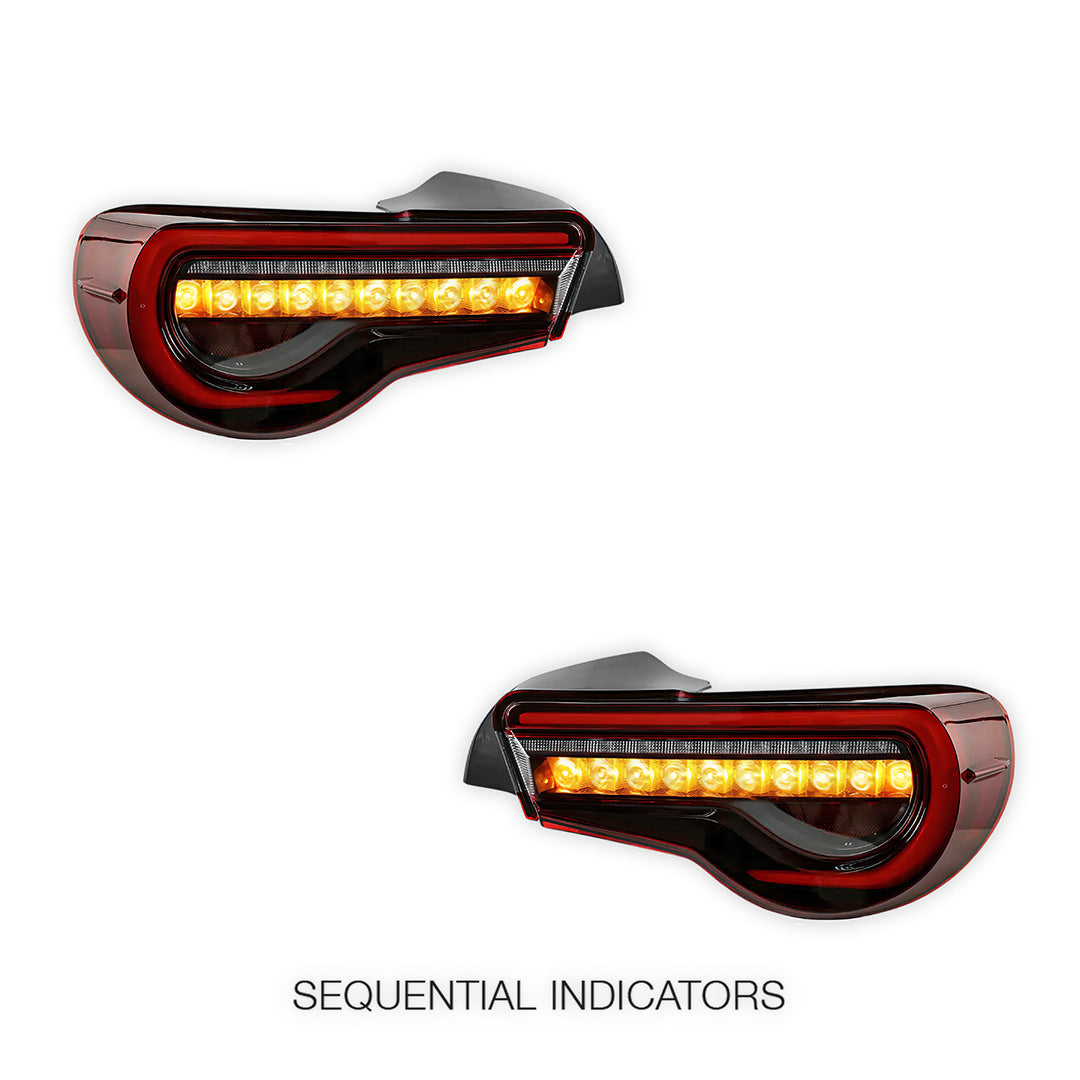 Subaru BRZ / ZC6 1st Gen. (2012 - 2021) Sequential Clear Red Full LED Tail Lights LH + RH