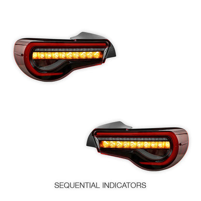 Subaru BRZ / ZC6 1st Gen. (2012 - 2021) Sequential Clear Red Full LED Tail Lights LH + RH