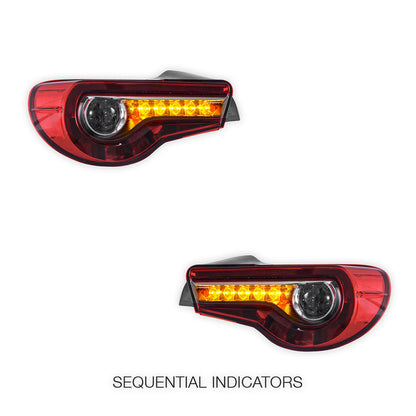 Subaru BRZ / ZC6 1st Gen. (2012 - 2021) Sequential Clear Red Full LED Tail Lights LH + RH