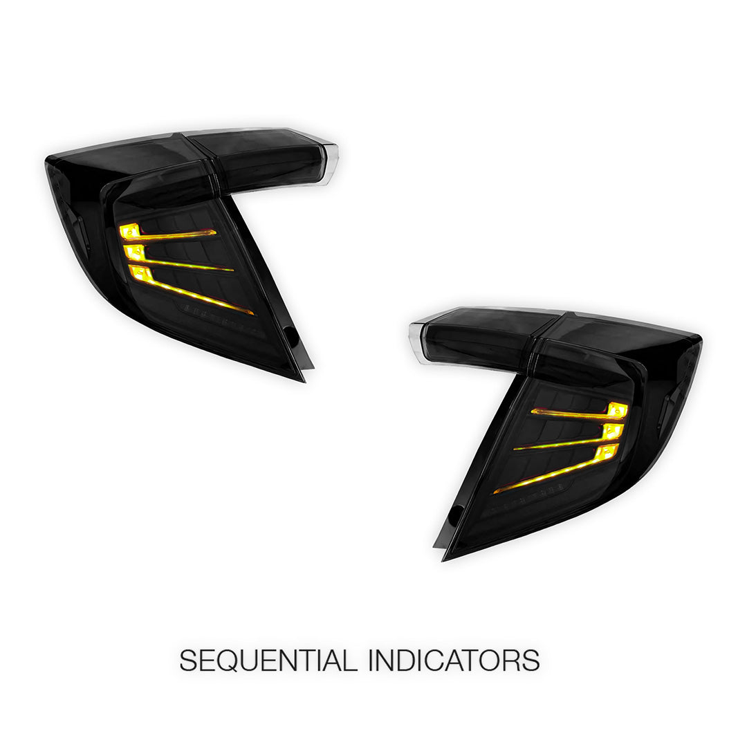 Honda Civic FK4 / FK7 / FK8 (2017 - 2023) Sequential Smoked LED Tail Lights LH + RH