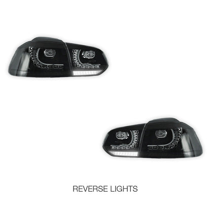 Volkswagen Golf VI MK6 (2008 - 2012) Sequential Black Smoked Tail Lights LH + RH