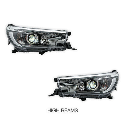 Toyota Hilux N80 (2015 - 2020) Sequential Projector OEM Style Headlights LH + RH