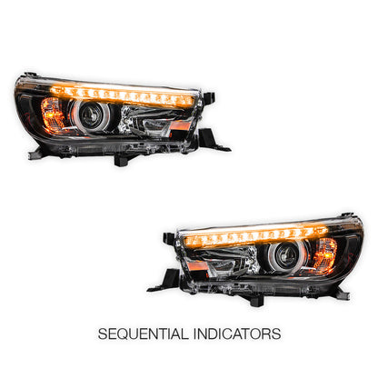 Toyota Hilux N80 (2015 - 2020) Sequential Projector OEM Style Headlights LH + RH
