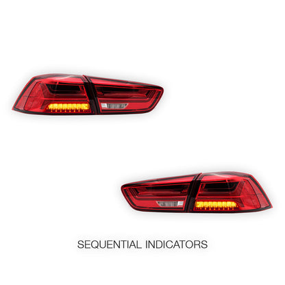 Mitsubishi Lancer Evo X / CJ / CF (2008 - 2017) Sequential Red LED Tail Lights LH + RH