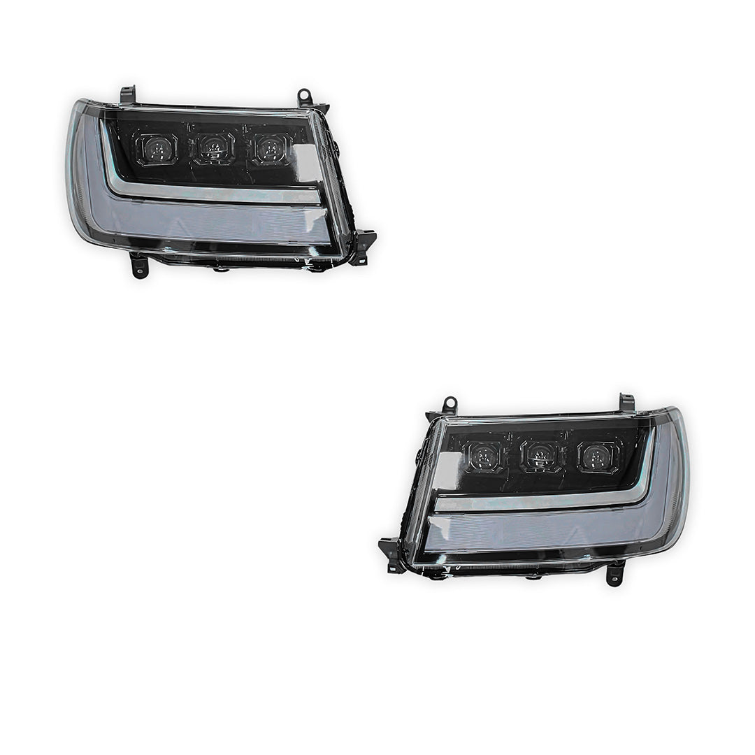 Toyota LandCruiser 100 Series (2005 - 2007) Sequential Full LED DRL Projector Headlights LH + RH