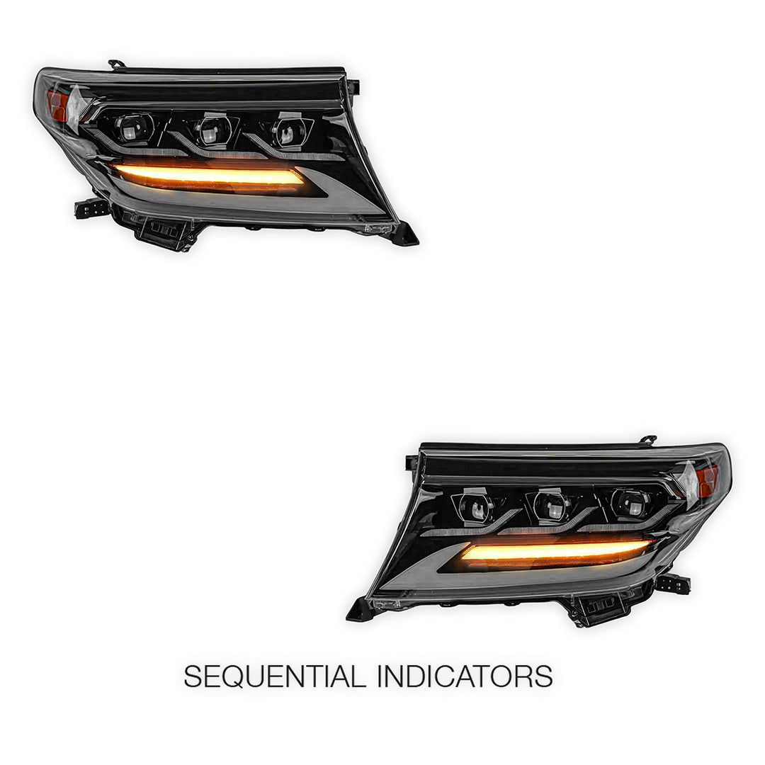 Toyota LandCruiser 200 Series (2008 - 2015) Sequential LED DRL Headlights LH + RH