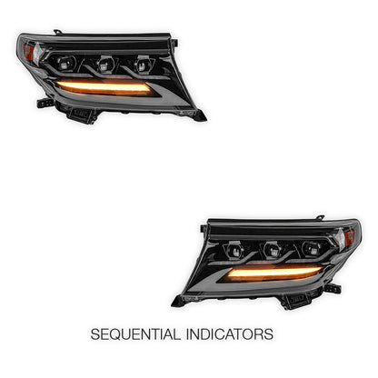 Toyota LandCruiser 200 Series (2008 - 2015) Sequential LED DRL Headlights LH + RH