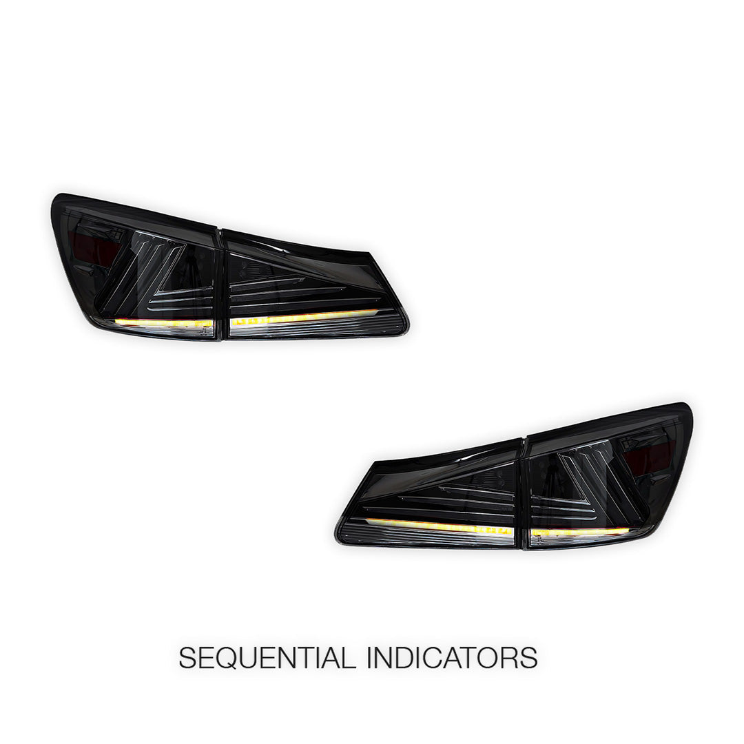 Lexus IS250 GSE20 (2006 - 2012) Sequential Smoked Full LED Tail Lights LH + RH