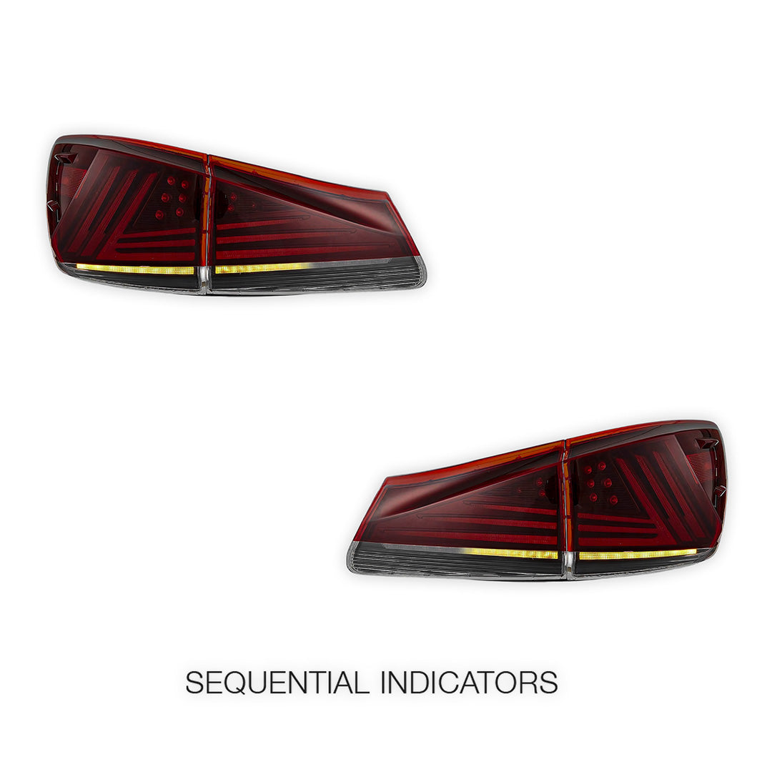 Lexus IS-F USE20 (2008 - 2012) Sequential Red Full LED Tail Lights LH + RH