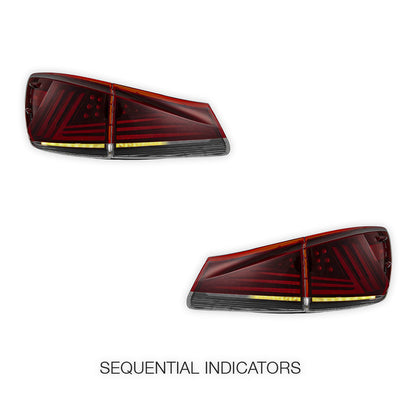Lexus IS-F USE20 (2008 - 2012) Sequential Red Full LED Tail Lights LH + RH