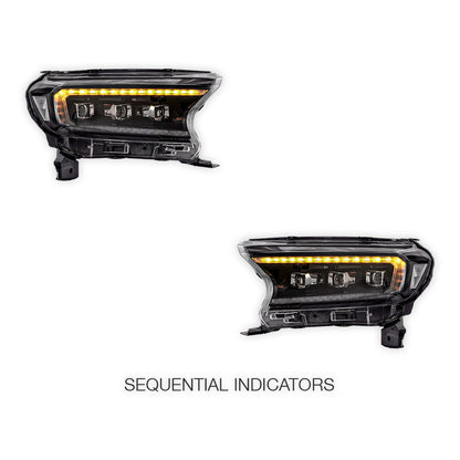 Ford Ranger PX MK2 / MK3 (2015 - 2021) Projector LED Headlights LH + RH